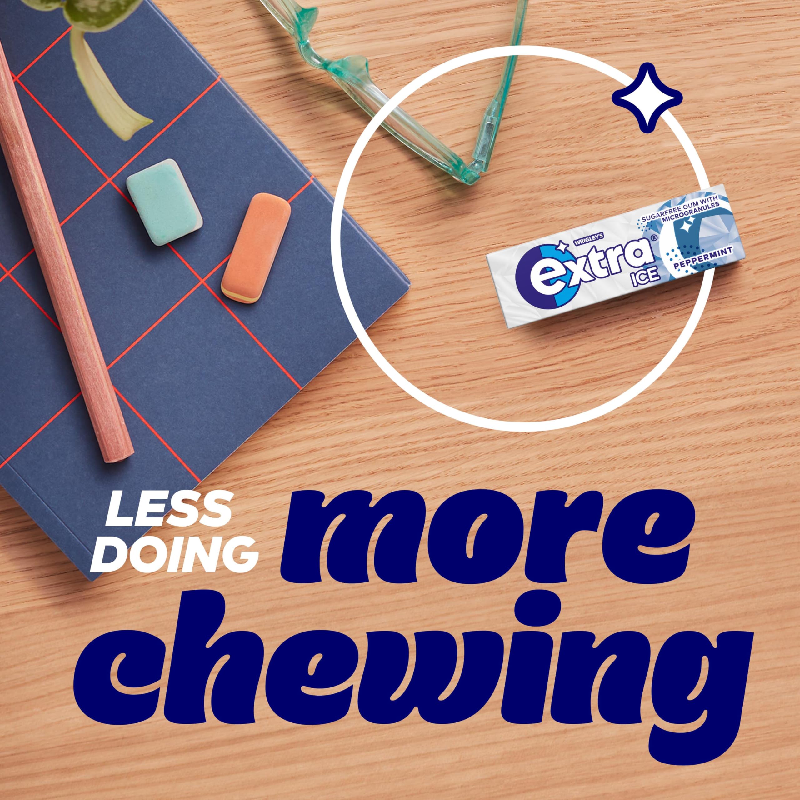 Extra Ice Peppermint Chewing Gum - Sugar Free with Microgranules | 30 Packs of 10 (300 Pieces) 4