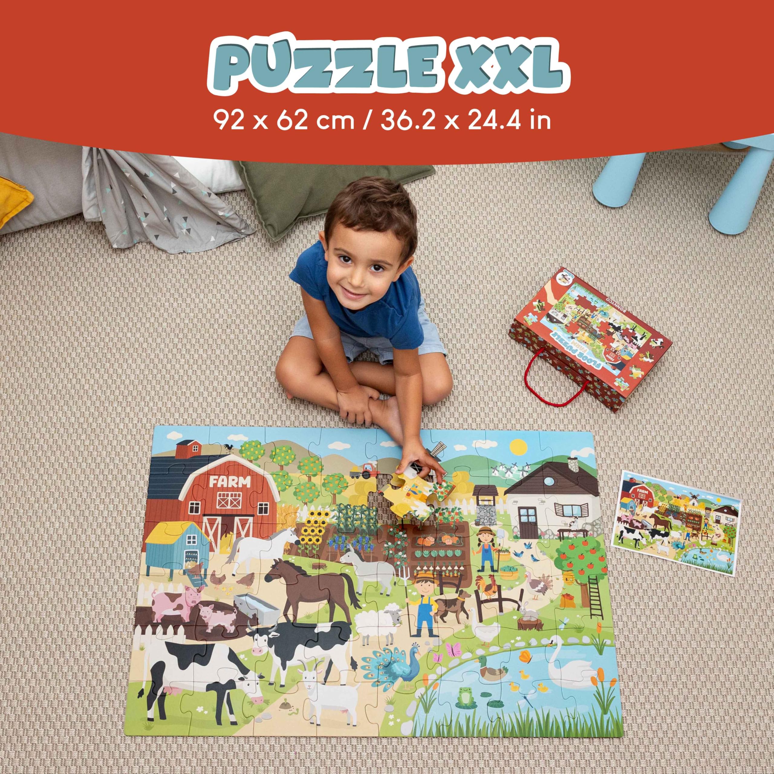 BONNYCO Giant Farm Animals Floor Puzzle - 48 Large Pieces, Ages 2+ 2