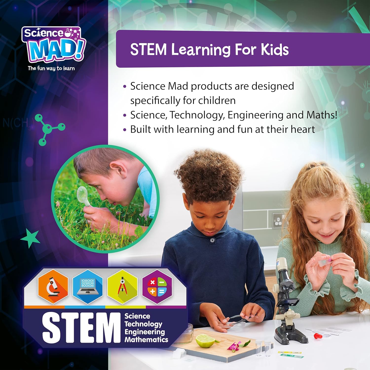 Science Mad SM45 Rose 100x Microscope - Educational STEM Toy for Kids 6+ 12