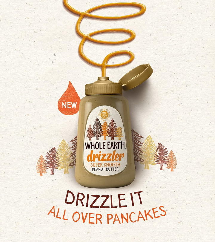 Whole Earth Drizzler Original Roasted Peanut Butter - Super Smooth Squeezy Spread