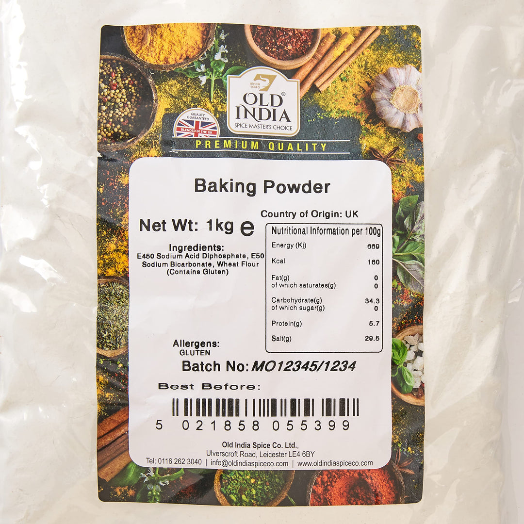 Old India Baking Powder 1kg - Natural, Additive-Free Raising Agent for Baking