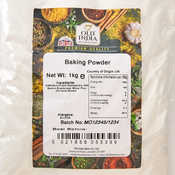 Old India Baking Powder 1kg - Natural, Additive-Free Raising Agent for Baking