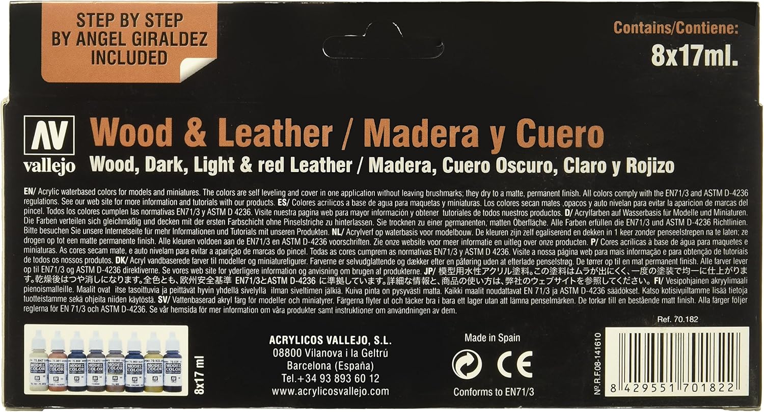 Acrylicos Vallejo Model Color Set - Wood and Leather Acrylic Paints (VJ70182) 5