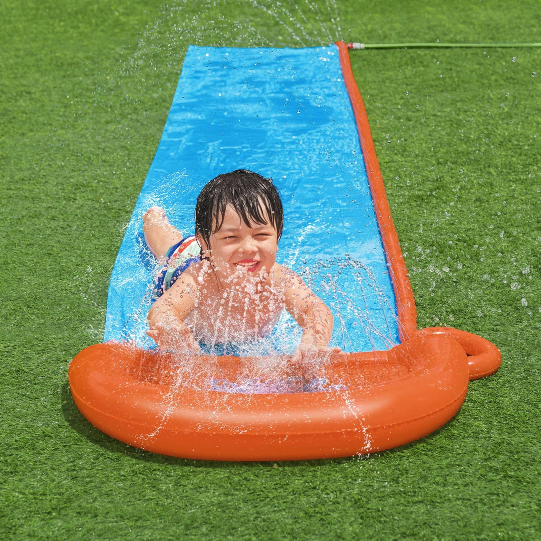 Toboggan aquatique simple Bestway H20GO, glissade et toboggan gonflables de 4,88 m avec arroseurs intégrés