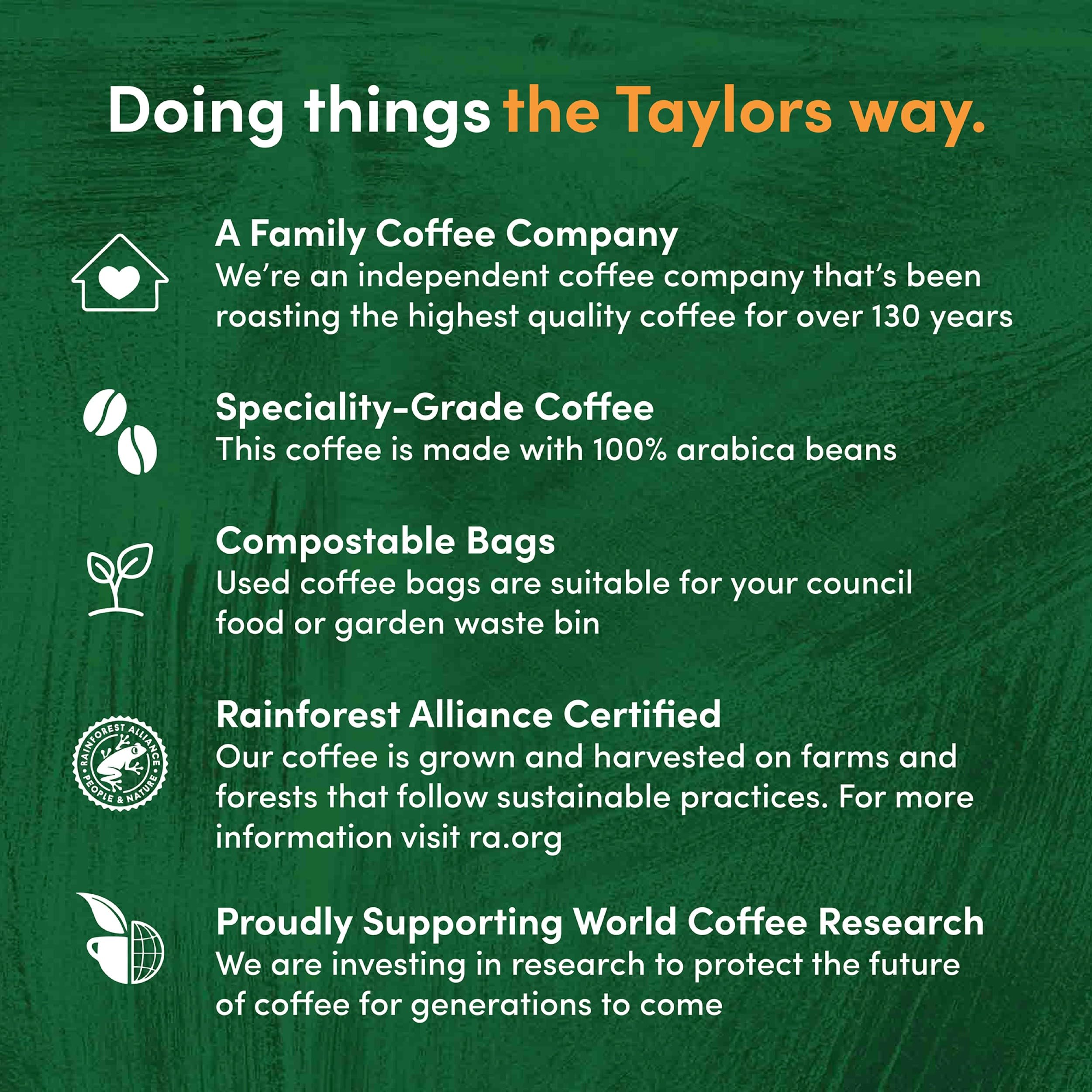 Taylors of Harrogate Flying Start Ground Coffee Bags - Dark Roast, Hazelnut & Dark Chocolate Flavor | 10 Count, 75g 5