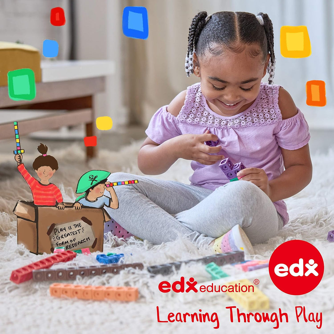 EDX Education Math Cubes - 100-Piece Linking Cube Set for Early Learning