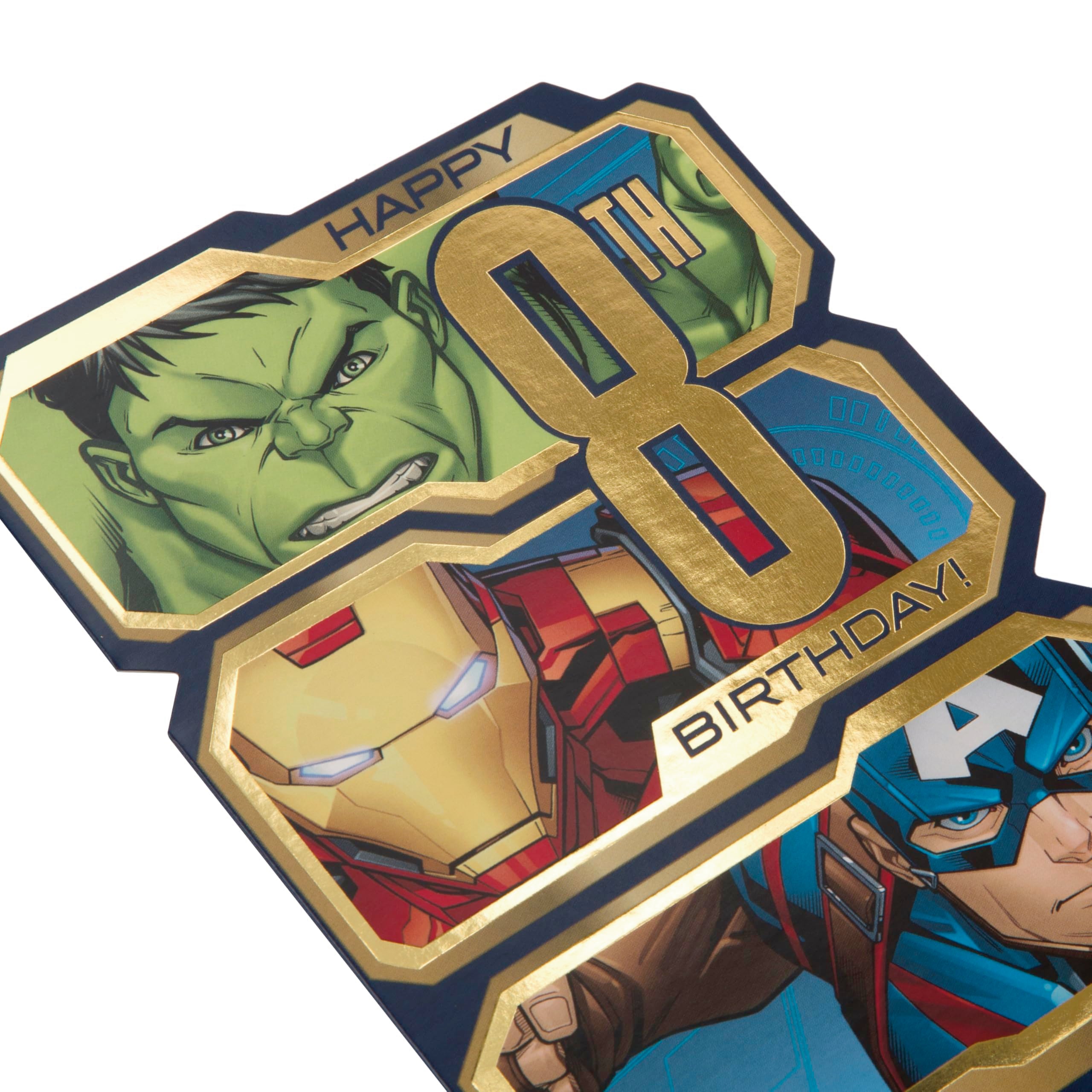 Hallmark Age 8 Birthday Card - Marvel Avengers Die-Cut Design with Gold Foil 5