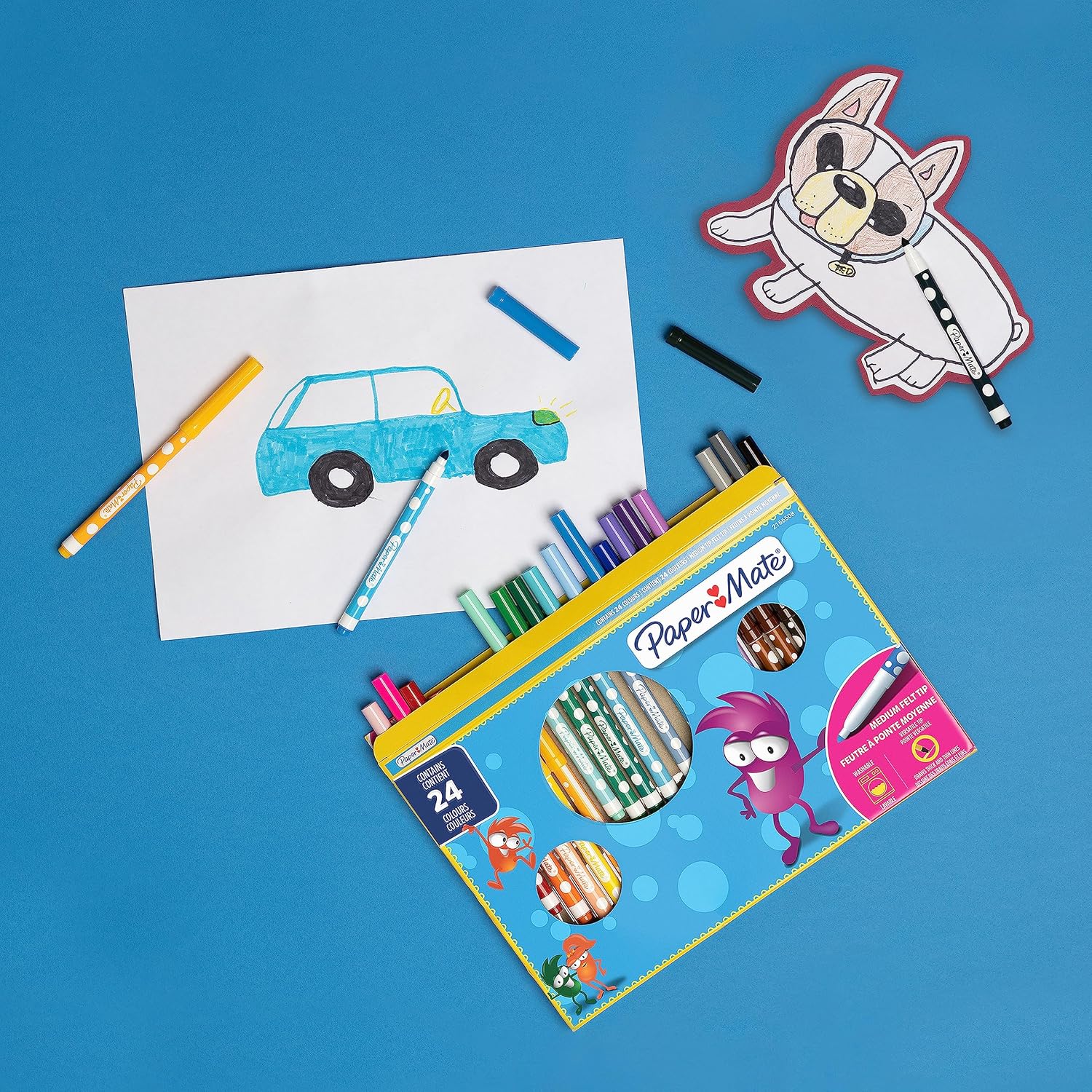 Paper Mate Children's Felt Tip Pens - Washable Ink, 24 Assorted Vivid Colors, Ages 3+ 6