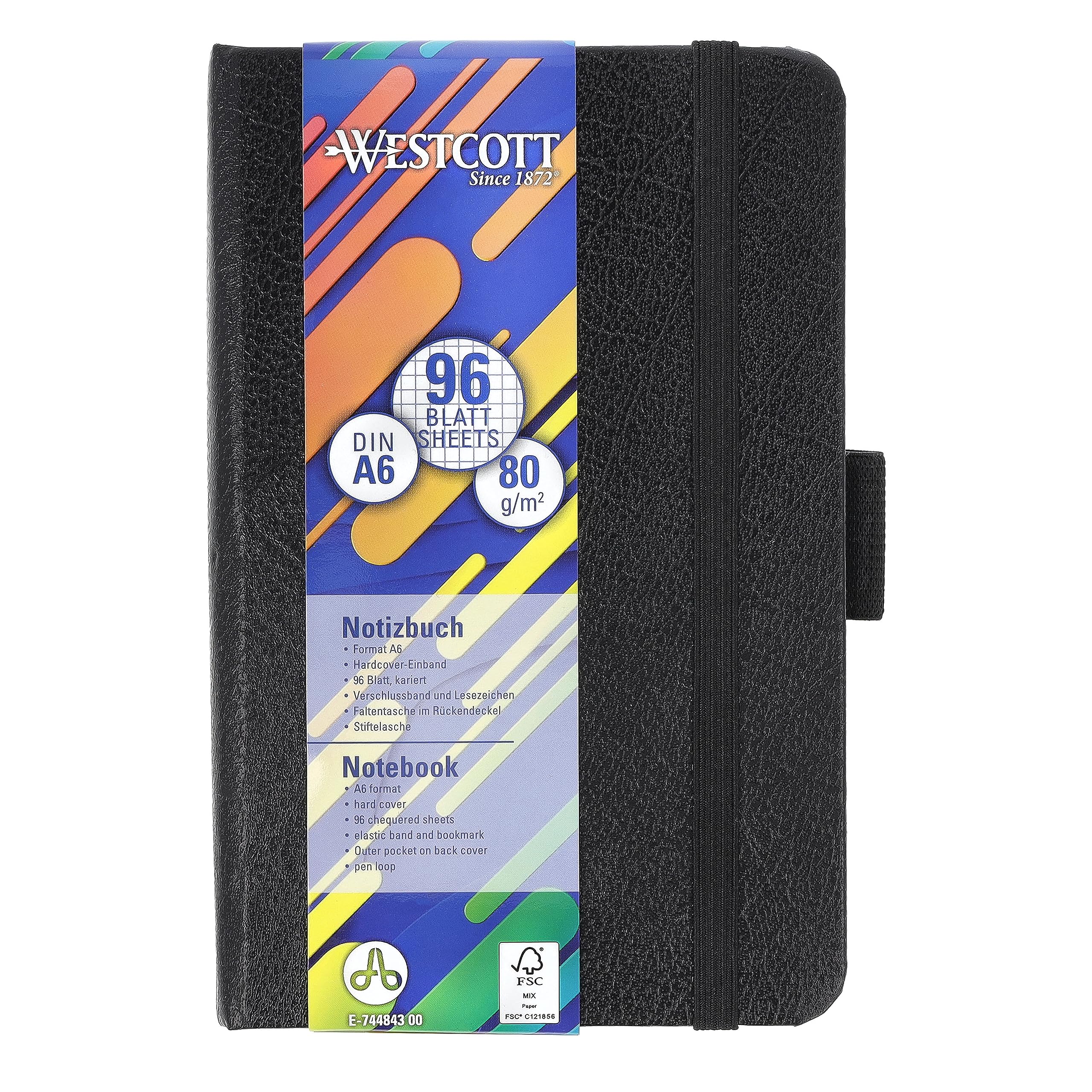 Westcott Memo Book - DIN A6 Squared, 192 Pages, Hardcover | 80 g/m² Paper