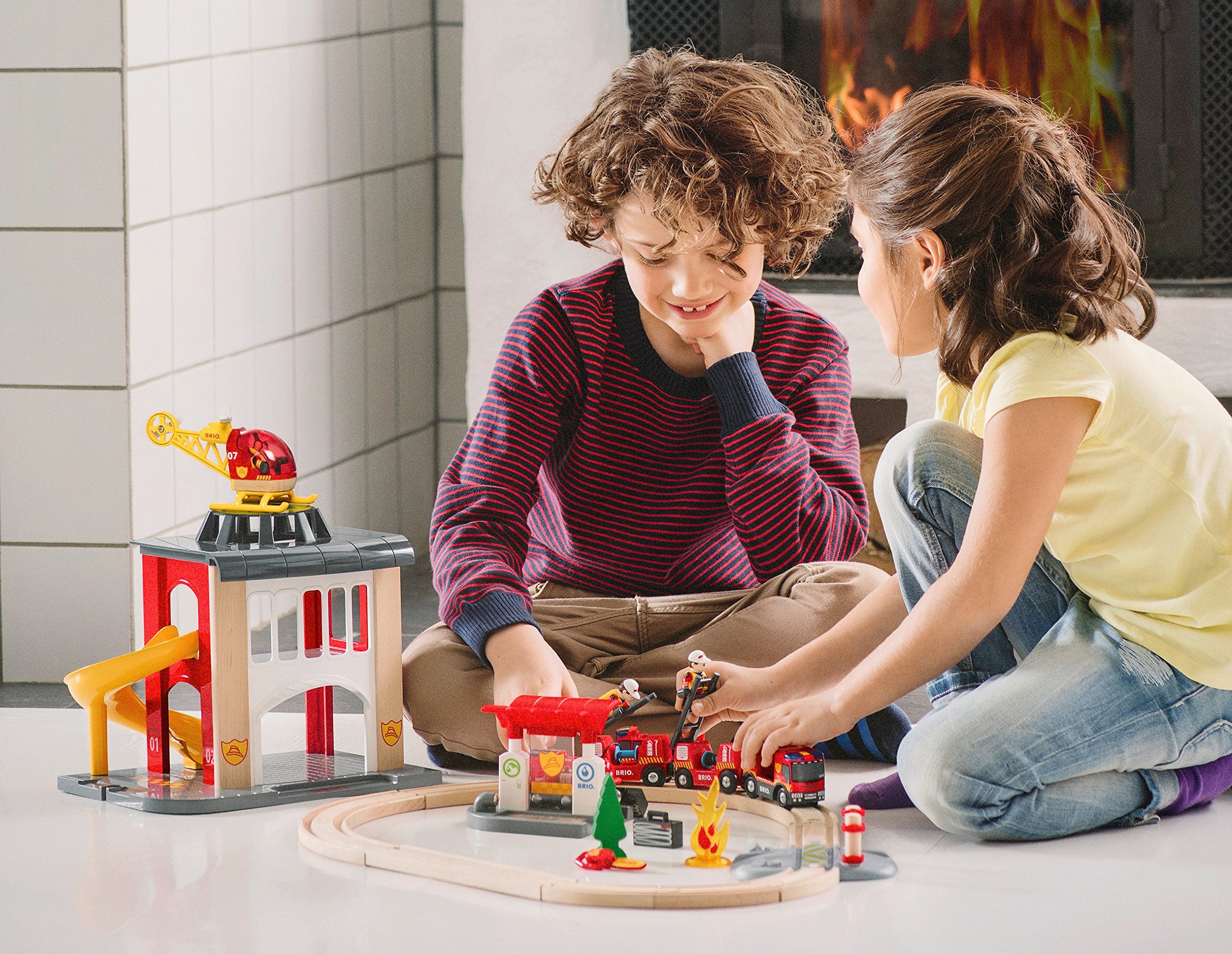 BRIO World Fire & Rescue Central Fire Station Playset - Compatible with BRIO Wooden Trains, Age 3+ 11