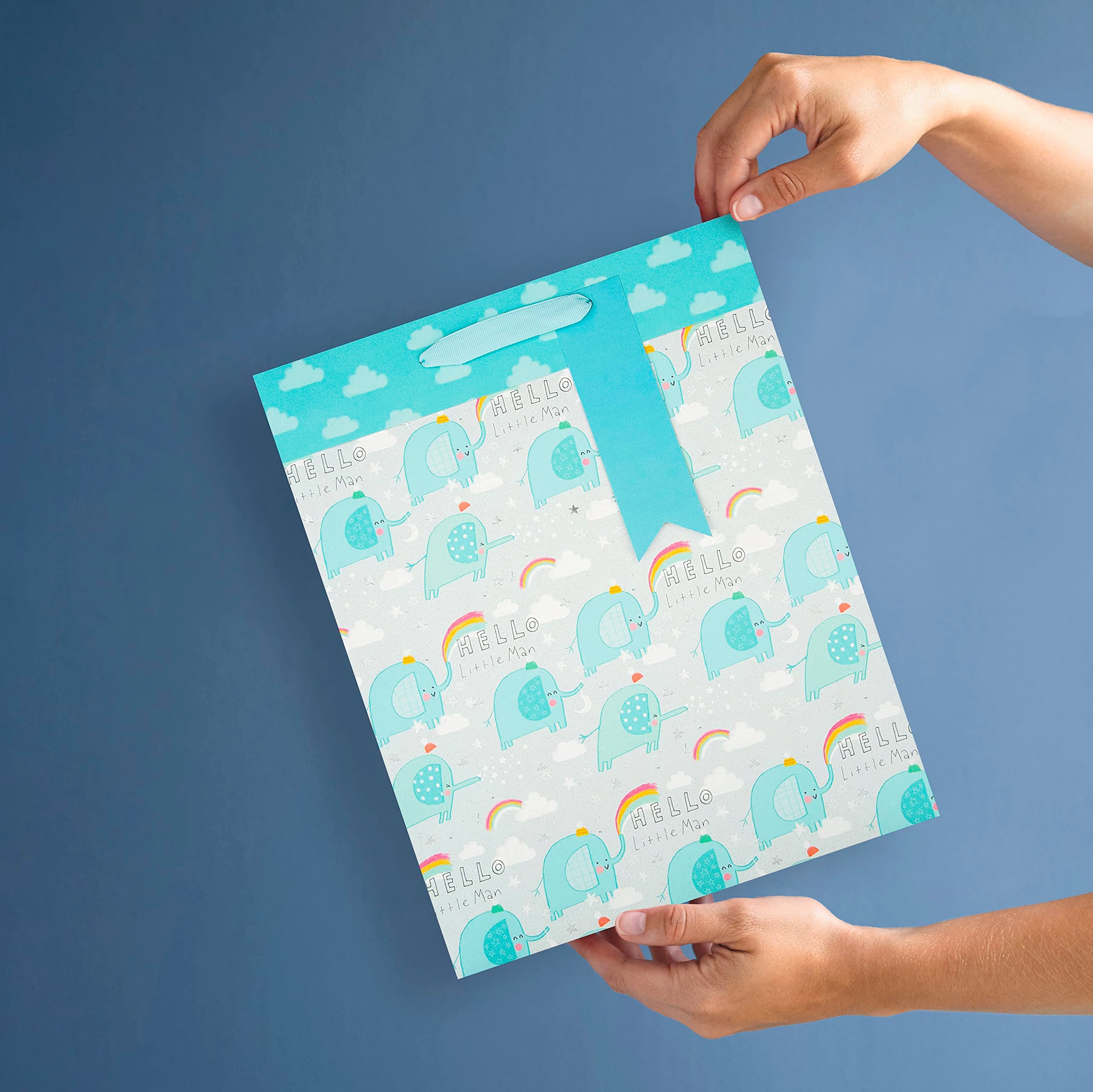 Hallmark Large Gift Bag - New Baby Boy Elephant Design | H 33 cm x W 26.5 cm 2