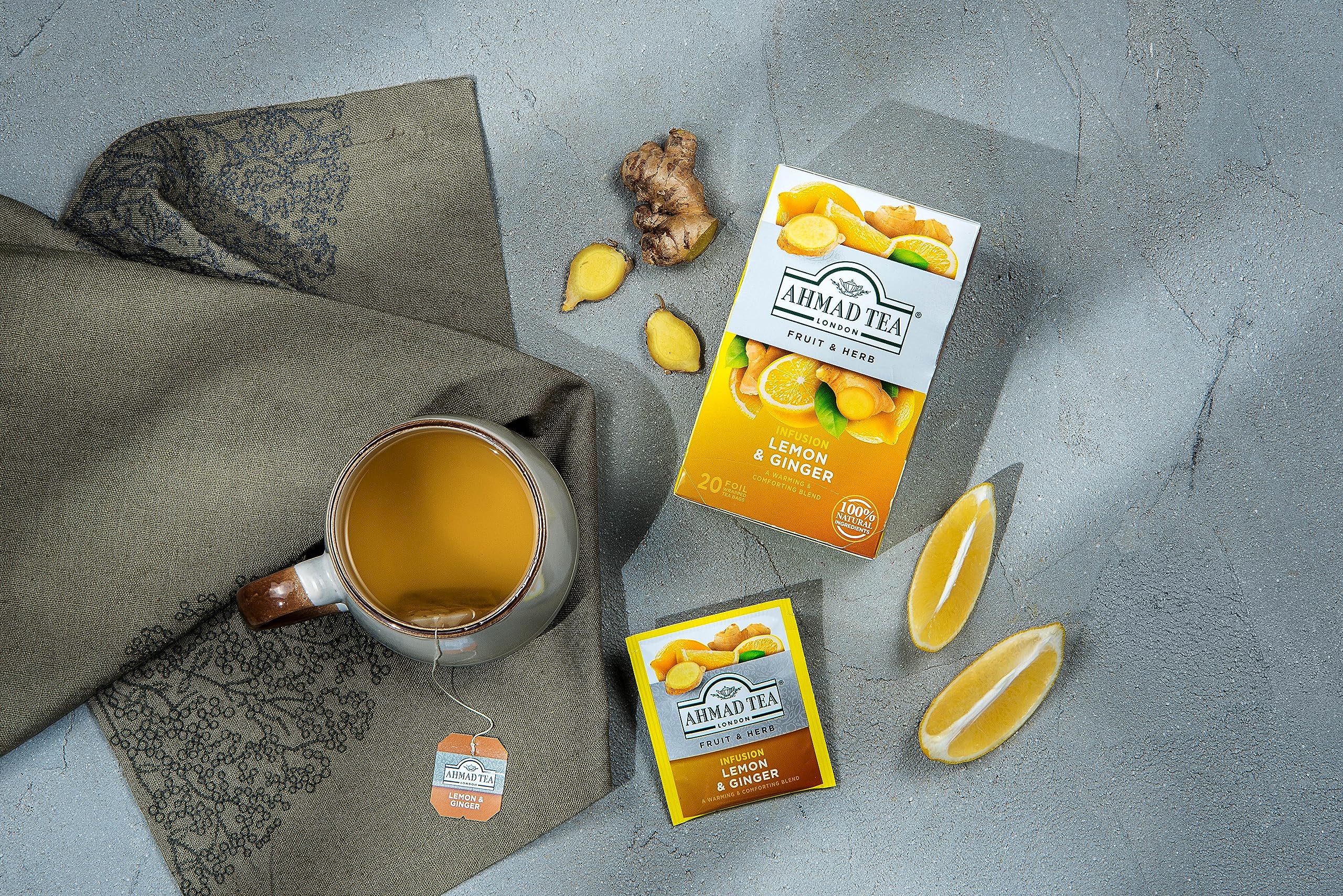 Ahmad Tea Lemon & Ginger Fruit & Herbal Infusion - 20 Individually Foil-Wrapped Teabags 4
