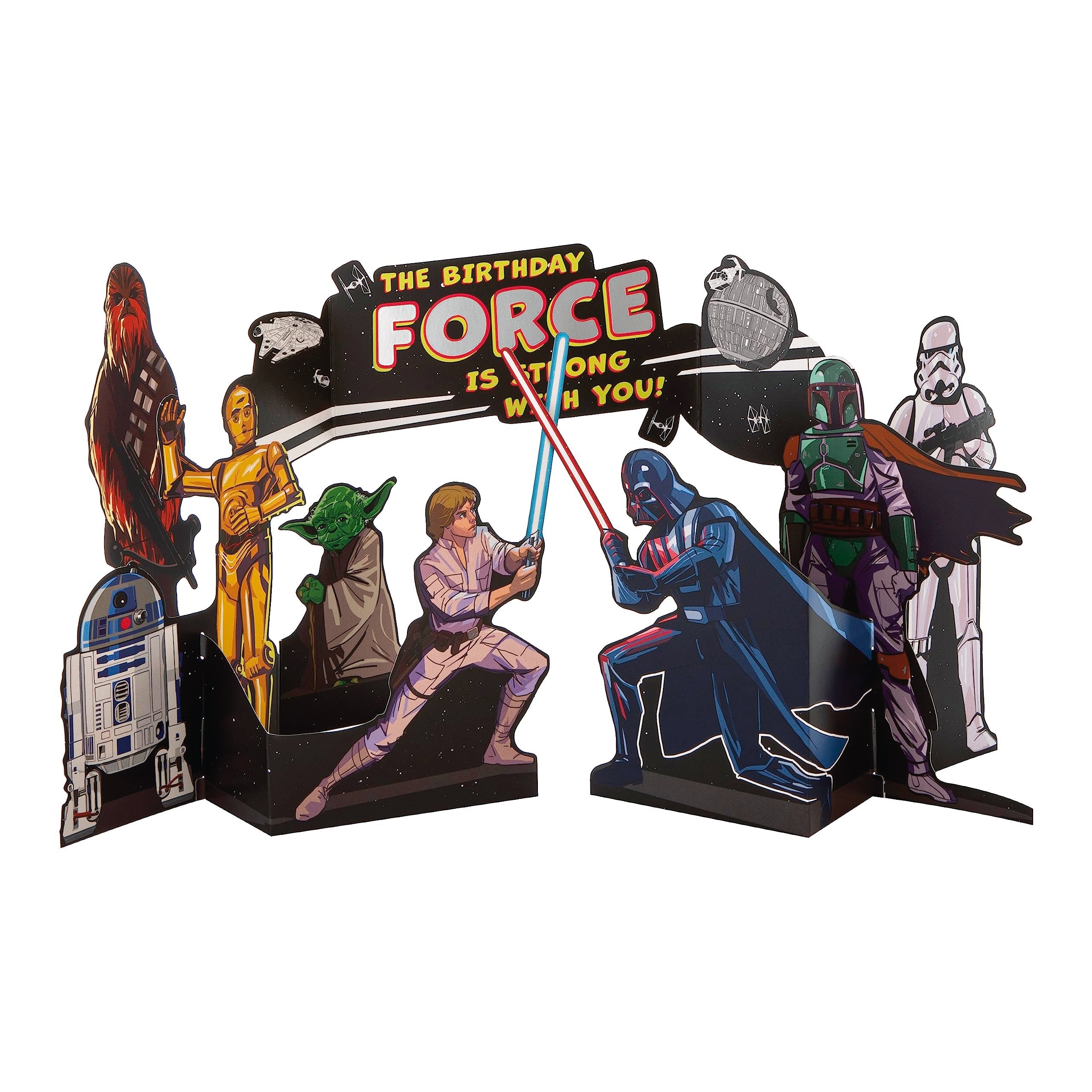 Hallmark Star Wars Birthday Card - 3D Pop Up Luke Skywalker & Darth Vader Design | FSC Certified