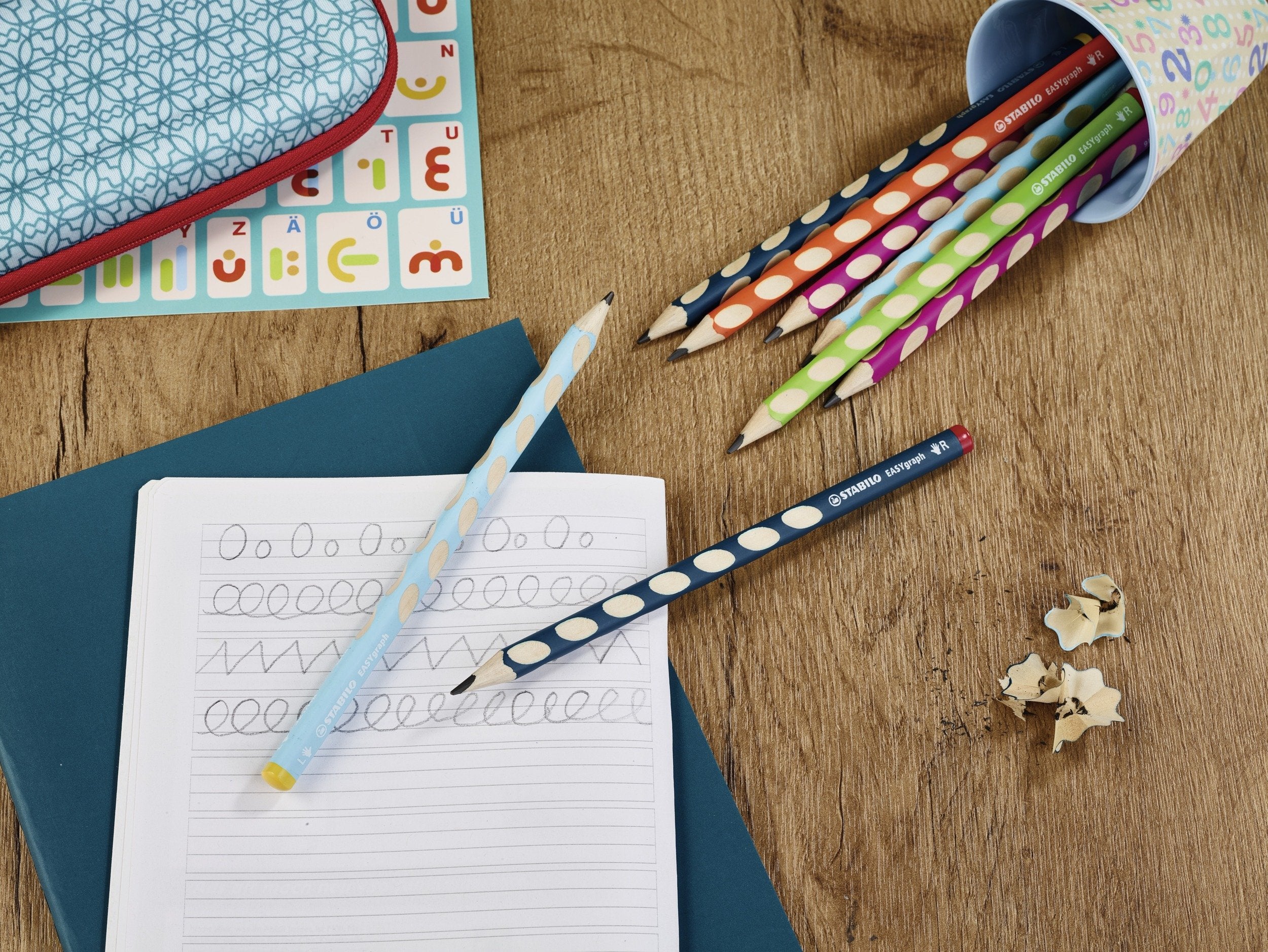 STABILO EASYgraph Ergonomic Graphite Pencil for Left-Handed Users | HB Lead | Pack of 2 | Petrol 7