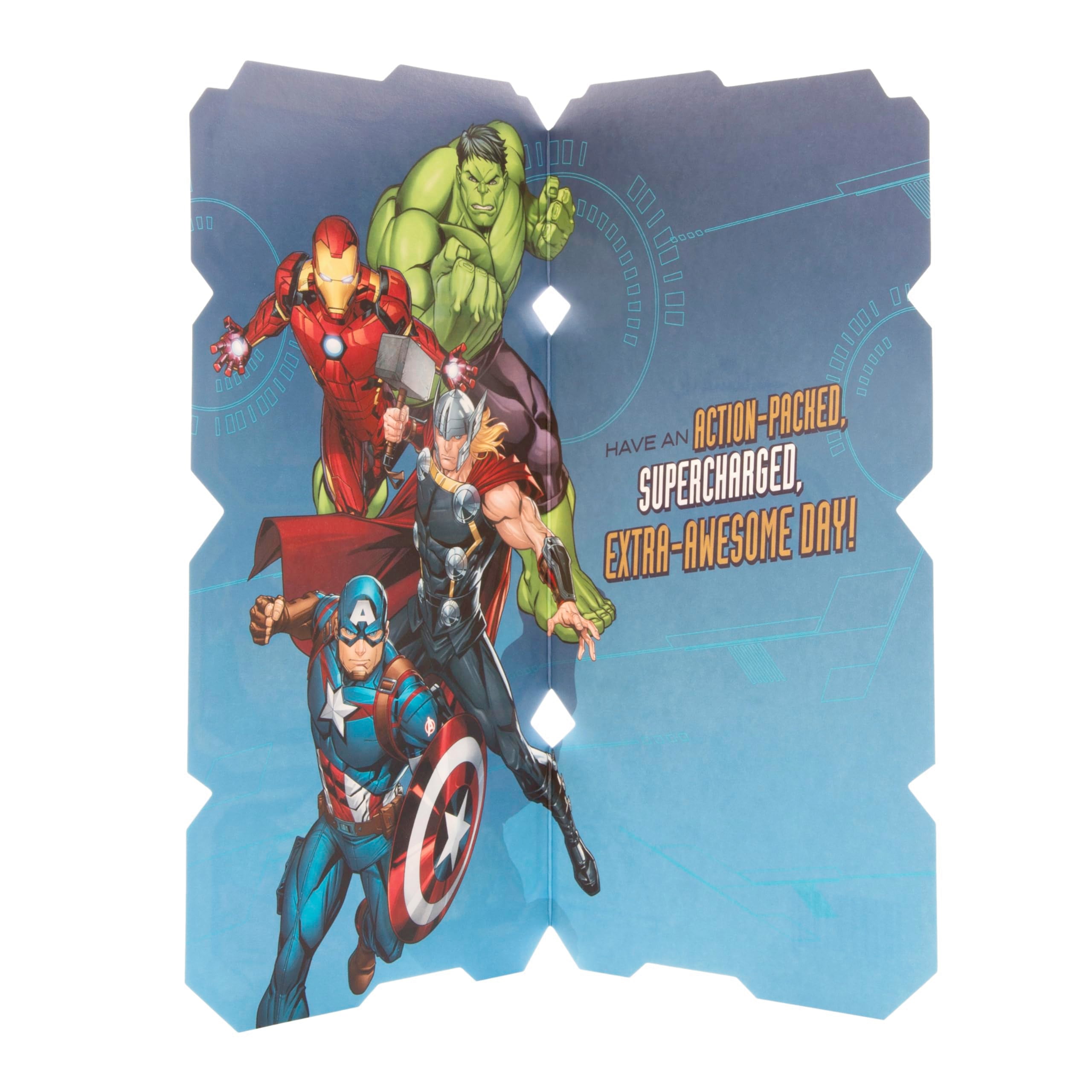 Hallmark Age 8 Birthday Card - Marvel Avengers Die-Cut Design with Gold Foil 2
