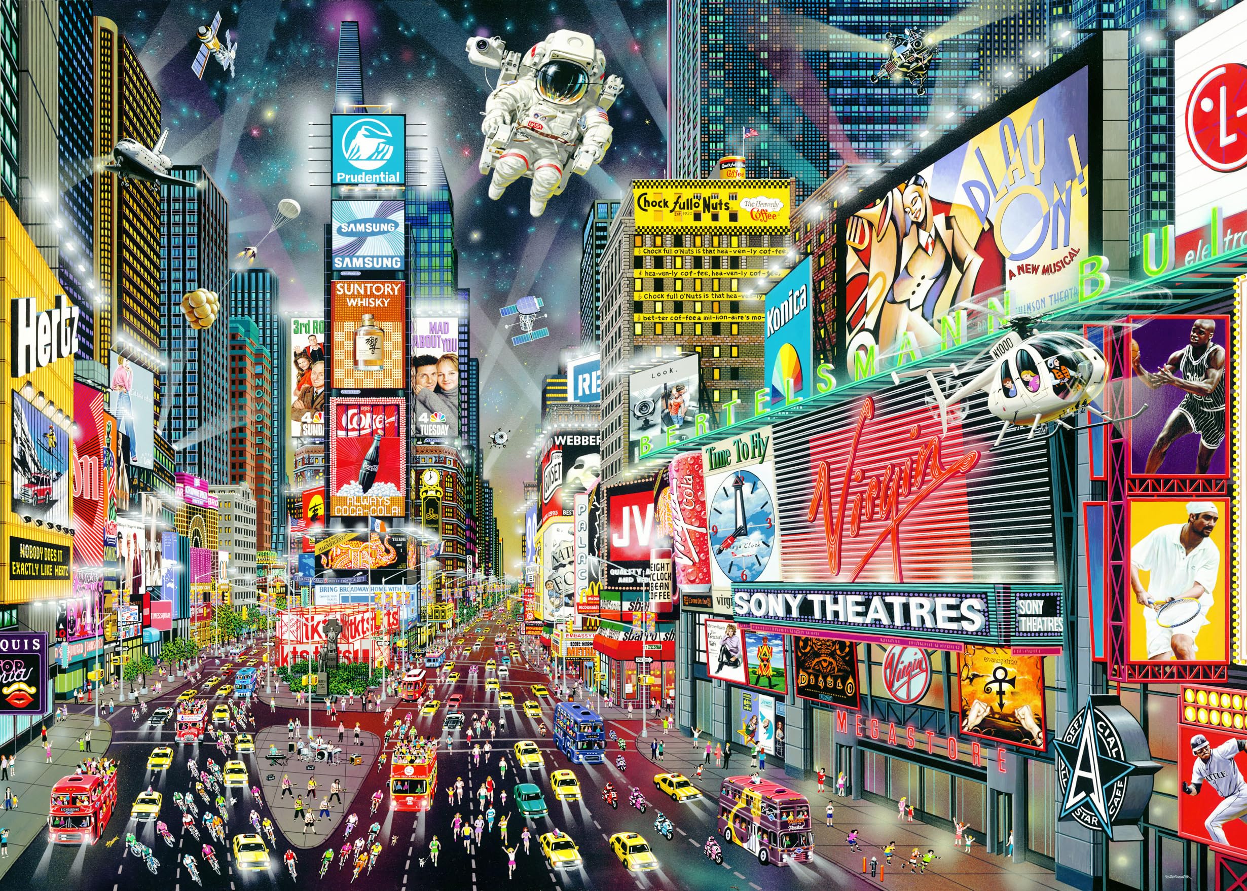 Peter Pauper Press Times Square Jigsaw Puzzle - 1000 Pieces | Linen Texture | Includes Poster 1
