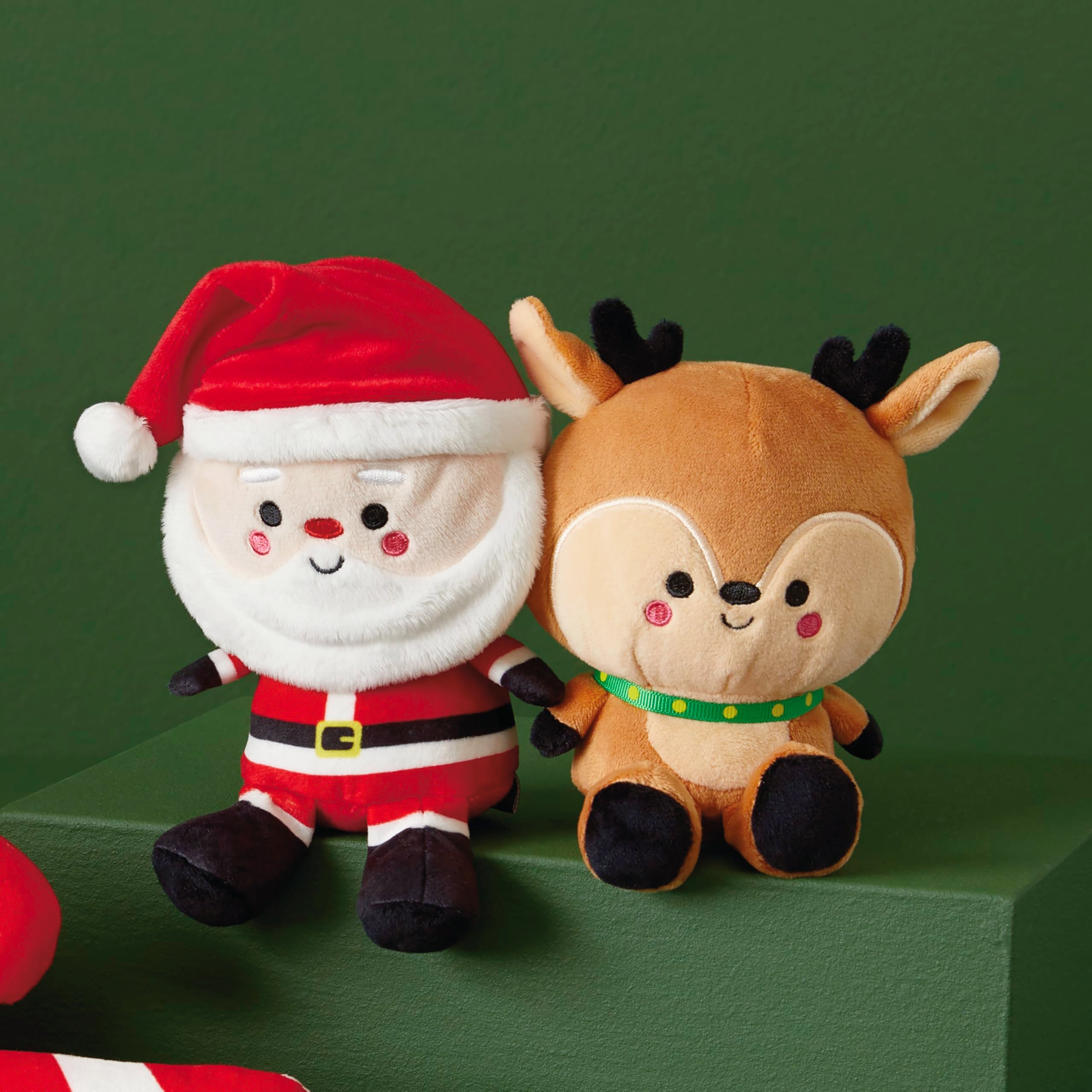 Hallmark Better Together Santa and Reindeer Plush Pair - Magnetic Soft Toy Set 2