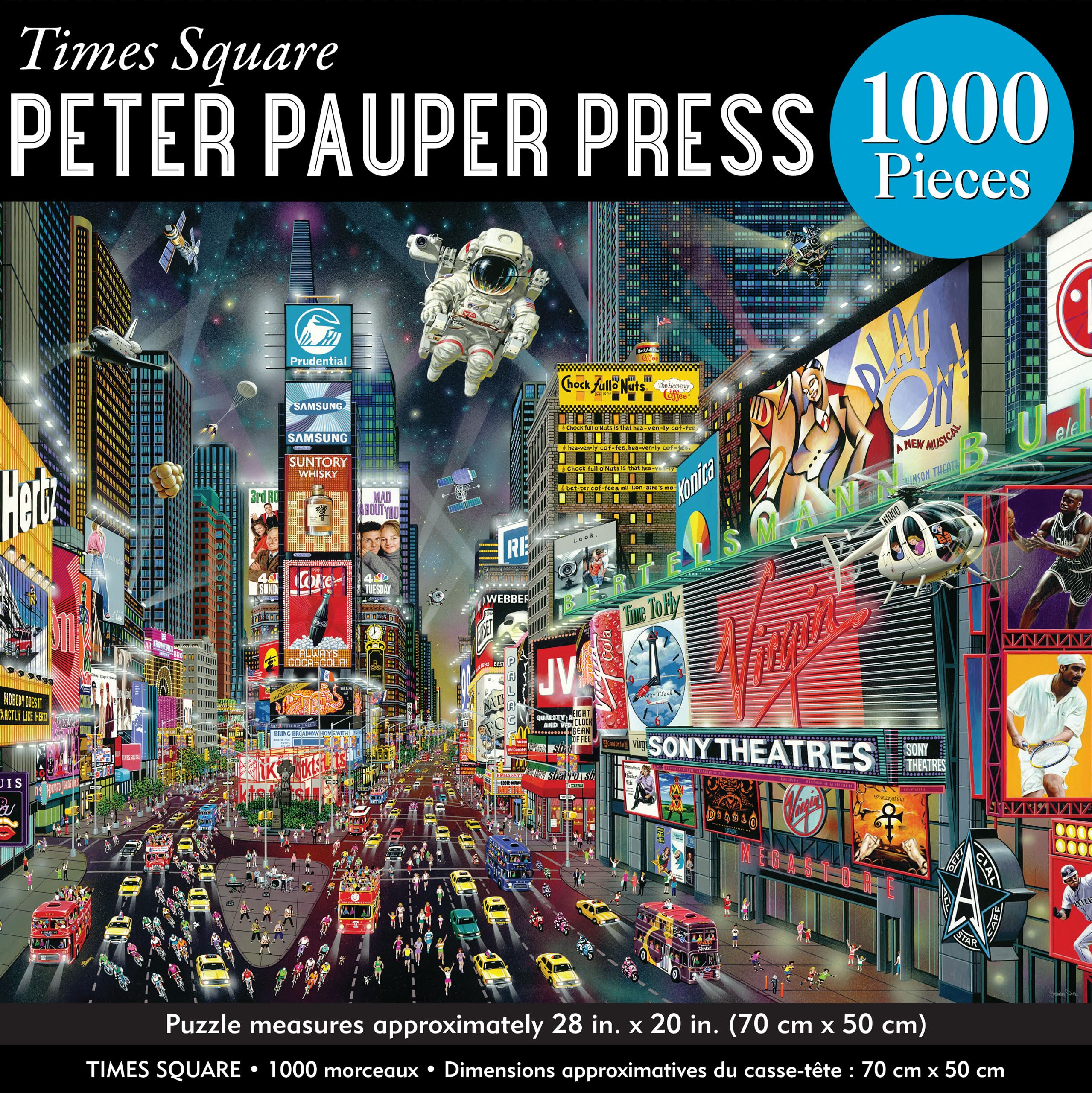 Peter Pauper Press Times Square Jigsaw Puzzle - 1000 Pieces | Linen Texture | Includes Poster 2