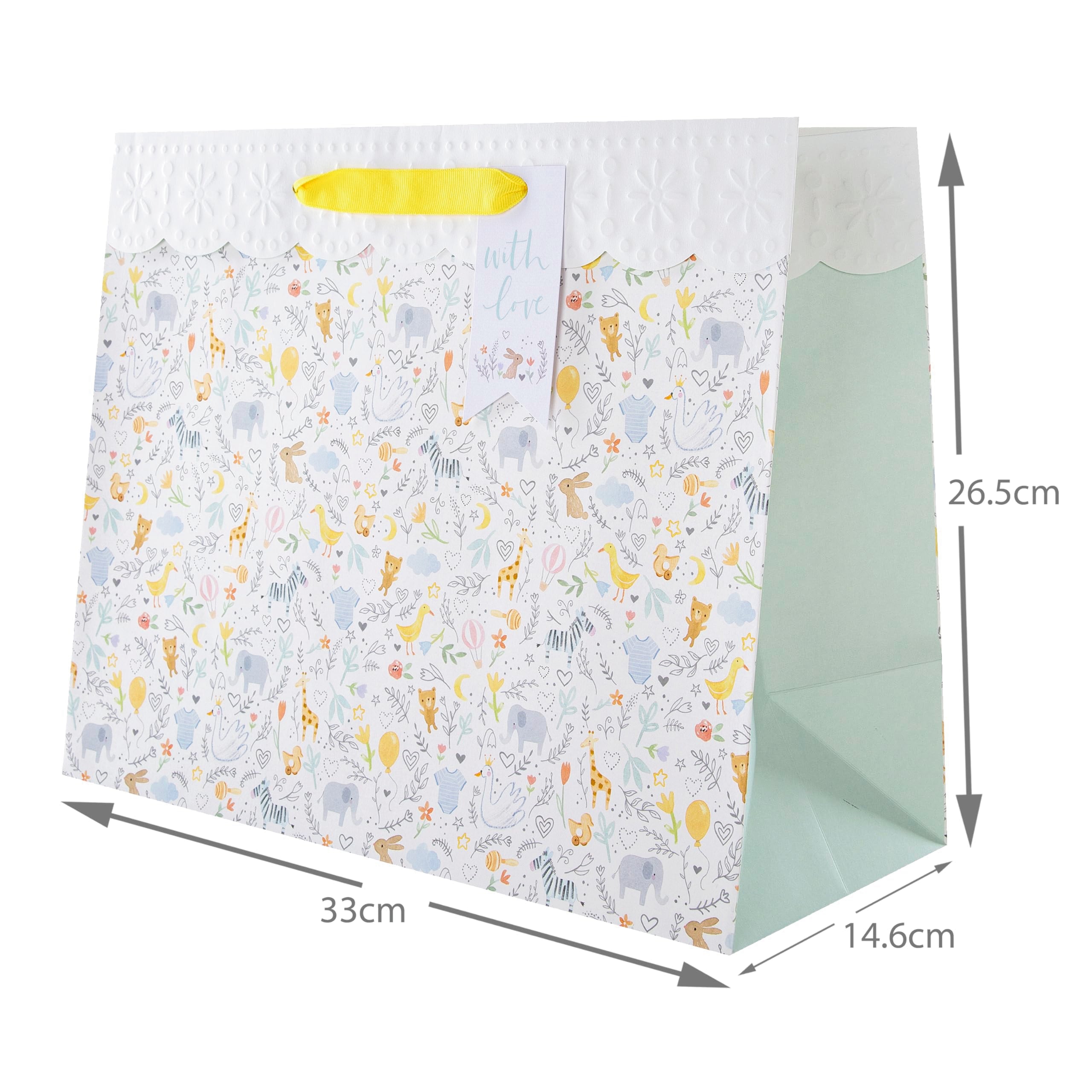 Hallmark Large New Baby Gift Bag - Cute Illustrated Animal Design | 33cm x 26.5cm 3
