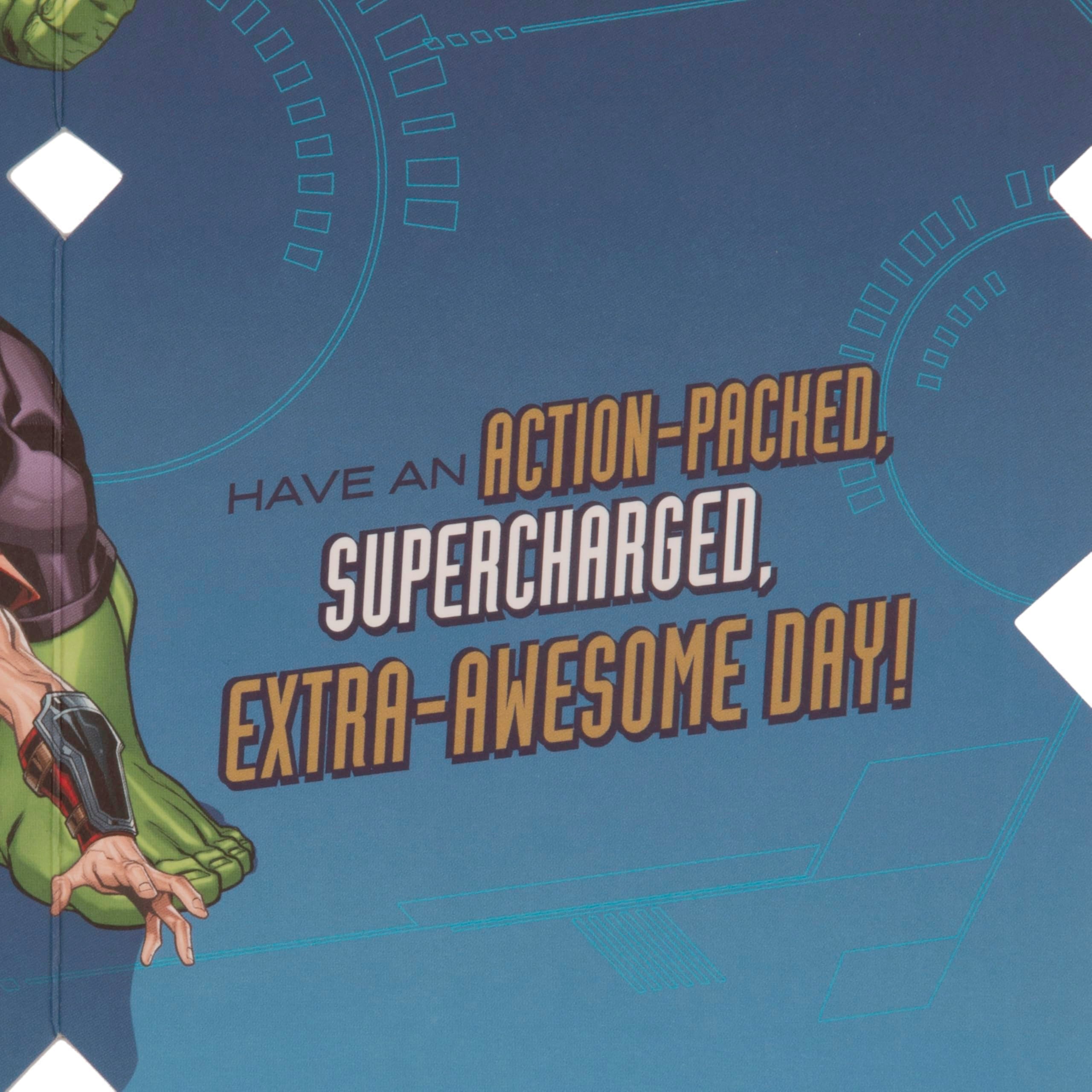 Hallmark Age 8 Birthday Card - Marvel Avengers Die-Cut Design with Gold Foil 3