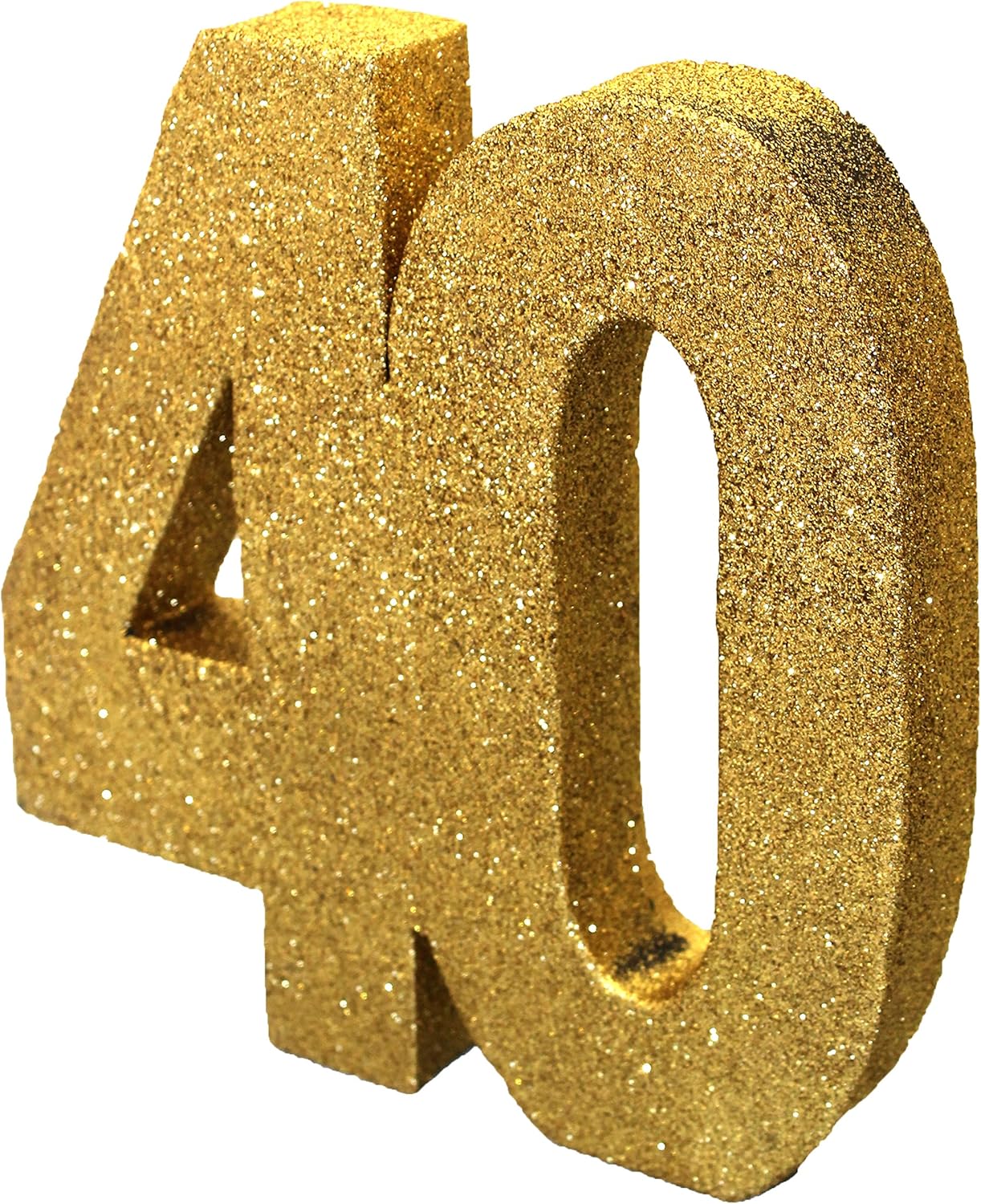 Number 40 Glitter Table Decoration Gold - All-Round Glitter Centrepiece with Weighted Base 1