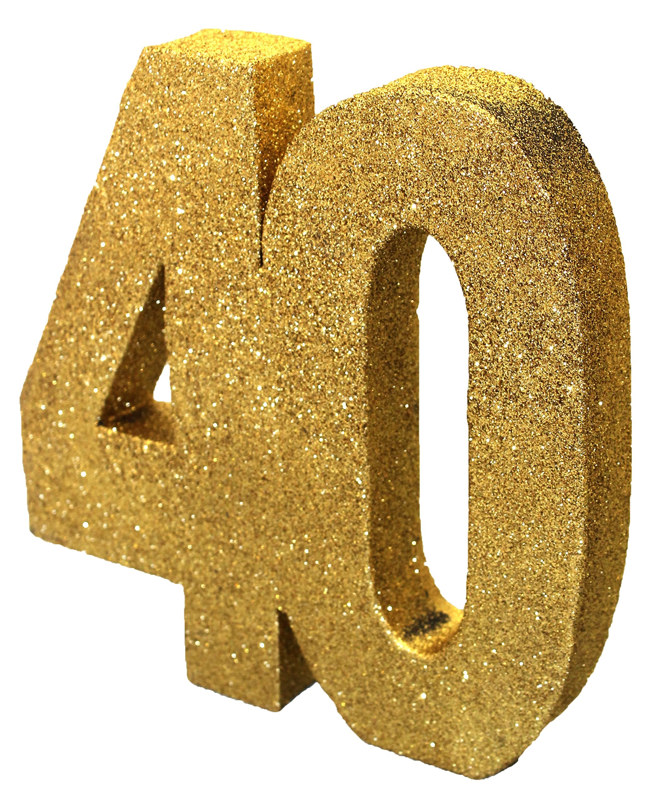 Anniversary House Number 40 Glitter Table Decoration - Gold | Reusable | 20cm Size 1