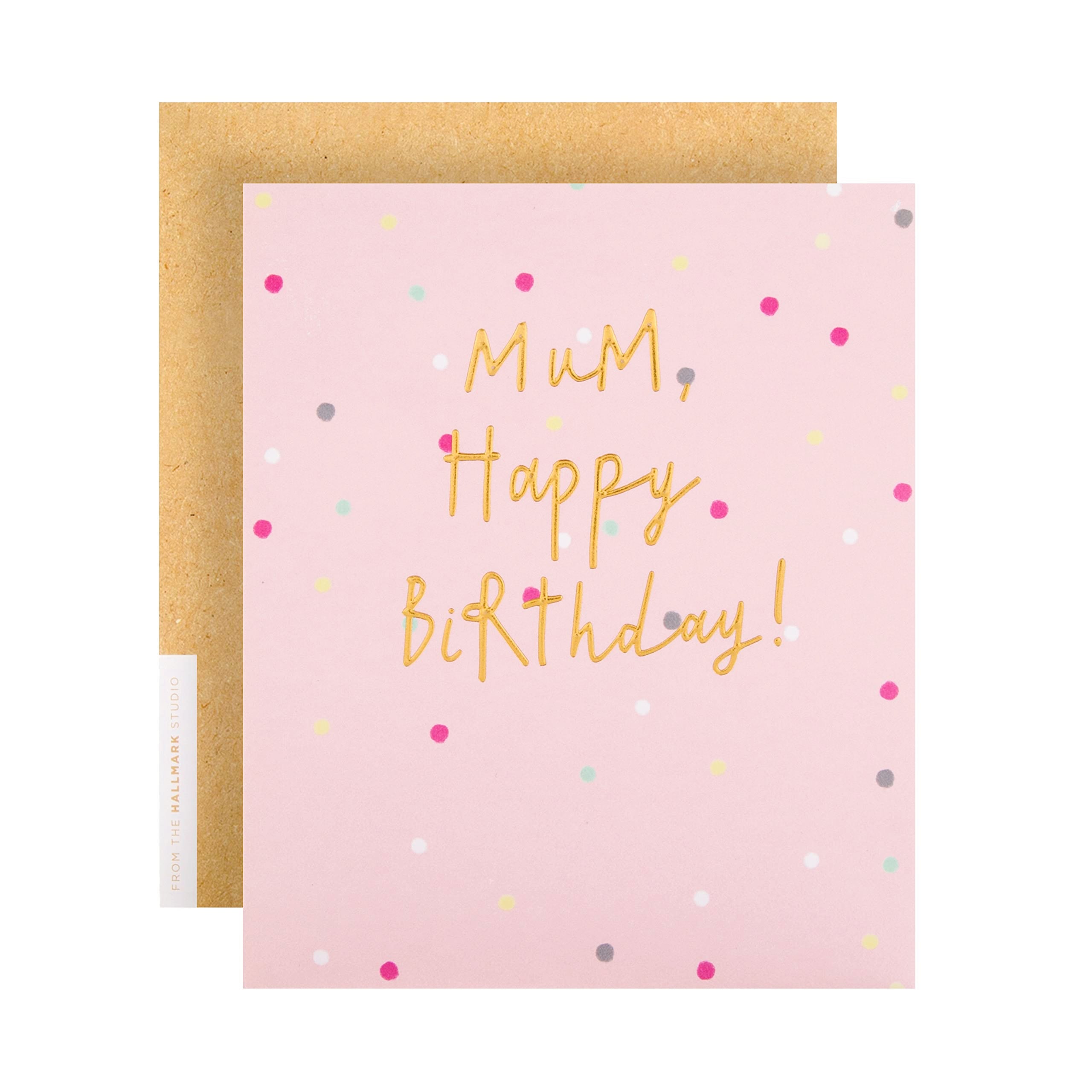 Hallmark Birthday Card for Mum - Polka Dots Design with Gold Foil & Embossed Details | 16.2cm x 13.5cm