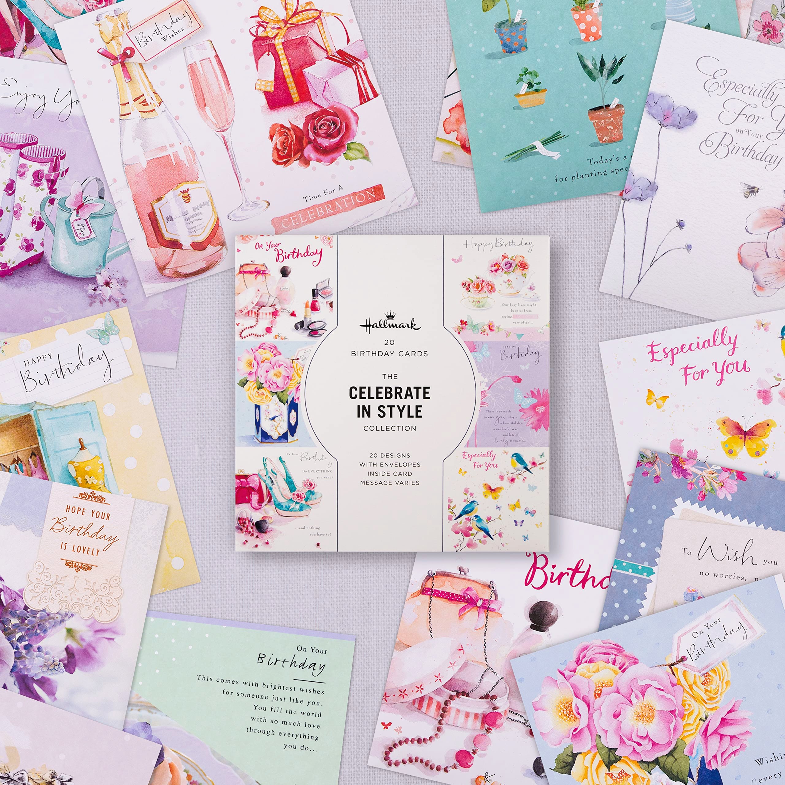 Hallmark Birthday Cards Multipack - 20 Cards in 20 Floral Designs | 16cm x 16cm 2