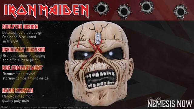 Nemesis Now Iron Maiden Eddie The Trooper Head Trinket Box, Polyresin, Beige, Einheitsgröße