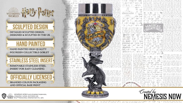 Nemesis Now Harry Potter Hufflepuff Sammelkelch, 19,5 cm, Gelbsilber 