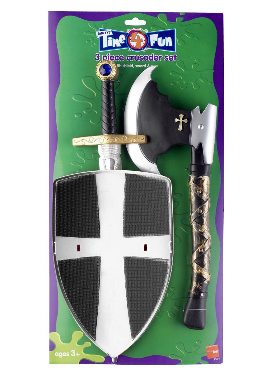 Smiffys 3 Piece Crusader Set, con Scudo, Spada