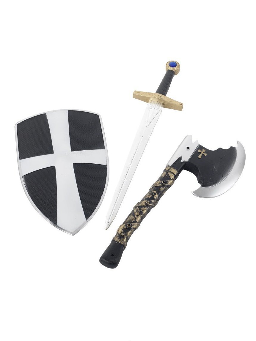 Smiffys 3-delige kruisvaarderset, met schild, zwaard
