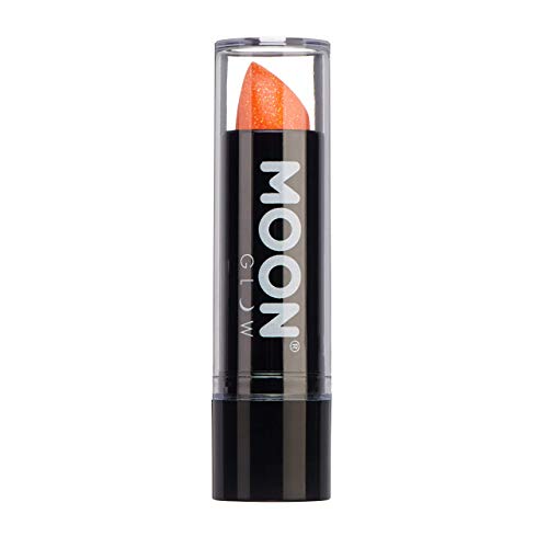 Neon UV Glitter Lipstick by Moon Glow - Orange - Bright Neon Coloured Lipstick -