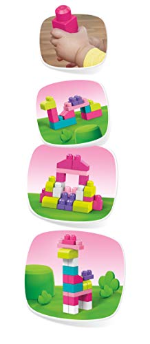Mega Bloks DCH54 Bolsa de construcción grande, rosa, 60 piezas