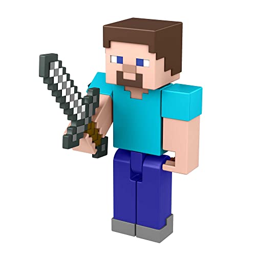 Mattel Minecraft HFC27 Steve Actionfigur Charaktere, Mehrfarbig