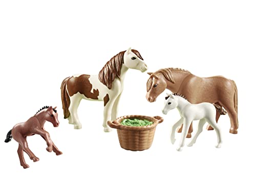 Playmobil 70682 2 Ponys mit 2 Fohlen, Mehrfarbig, Einheitsgröße