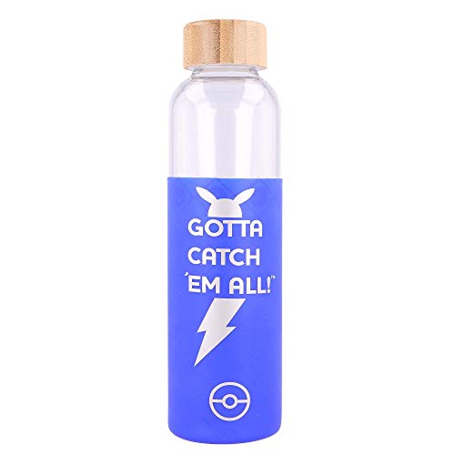 Stor |Glasflasche für junge Erwachsene mit Silikonhülle, 585 ml, Pokemon-Verzerrung