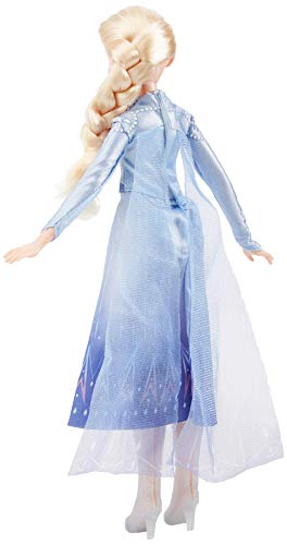 Frozen zingende Elsa-modepop met muziek in blauwe jurk