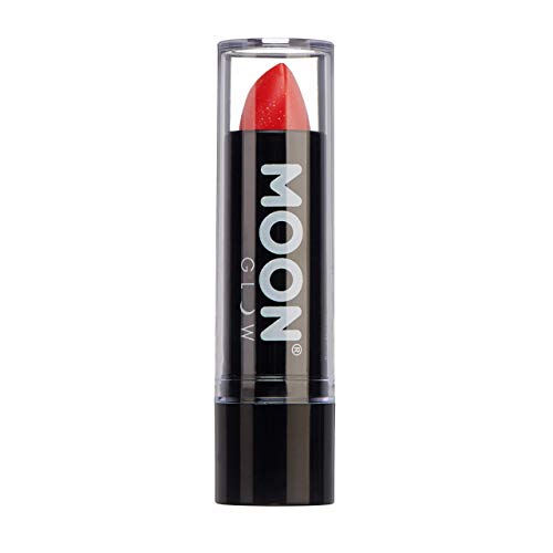 Neon UV Glitter Lippenstift von Moon Glow – Rot – Leuchtender neonfarbener Lippenstift – Gl