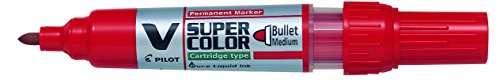 Pilot V-Super Color Bullet Marker mit mittlerer Spitze (10er-Pack) – Rot