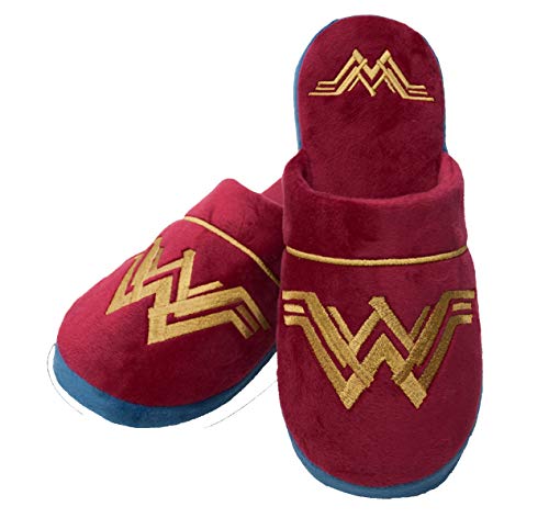 DC Comics Wonder Woman Adult Mule Slippers, Red, 5-7 UK / 38-41 EU