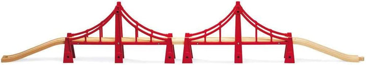 BRIO World Doppel-Hängebahnbrücke für Kinder ab 3 Jahren – kompatibel mit allen BRIO-Eisenbahnsets und Zubehör