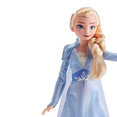 Muñeca de moda de Elsa Frozen de Disney con cabello largo rubio y atuendo azul