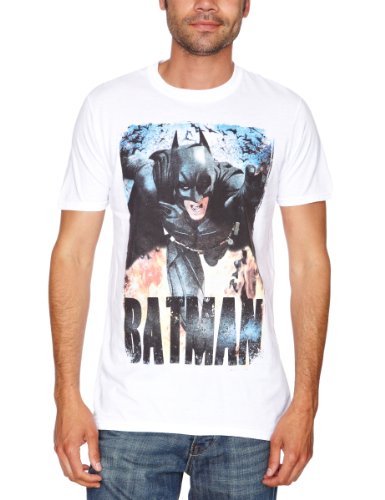 Loud Distribution Herren-T-Shirt „The Dark Knight Rises – Running Flames“, Weiß, XL