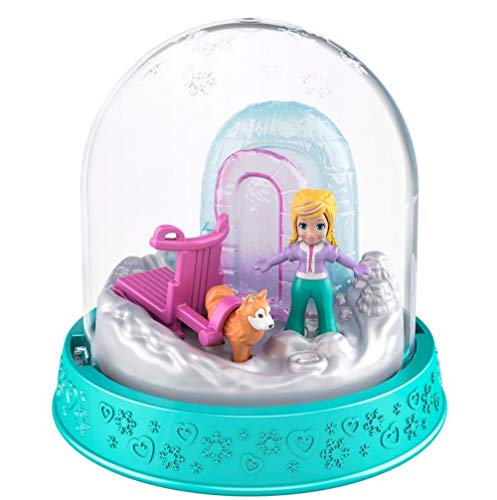 Polly-Pocket Mattel Mini-Schneekugel, Winter, Weihnachten, 8 x 8 cm, groß (GNG70 – Pol