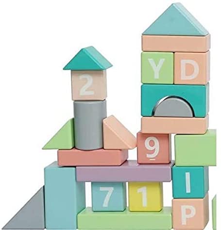 Tooky Toys Juego de bloques de construcción de madera de 90 piezas