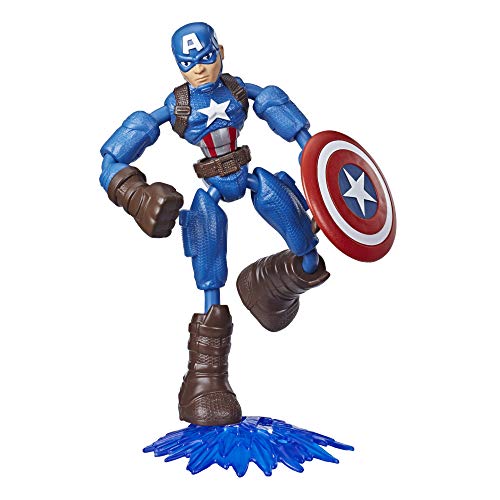 Marvel Avengers Bend And Flex Action Figure Toy, figura flessibile di Capitan America da 15 cm