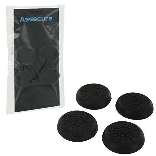 4 x Assecure schwarze TPU-Schutzkappen für analoge Daumengriffe für Sony PS4 Co