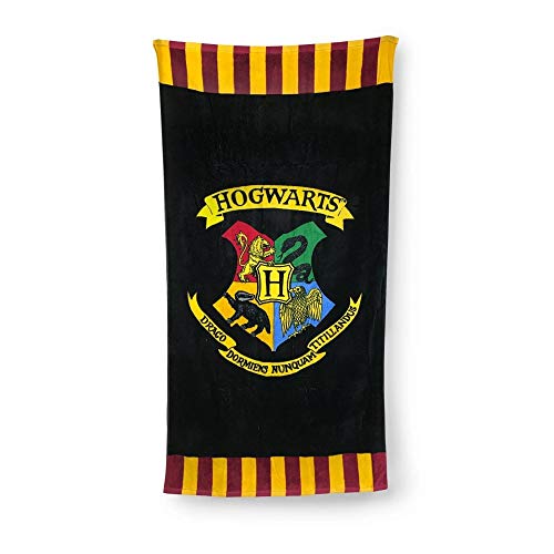 Groovy Harry Potter Hogwarts Bath/Beach Towel-Official, Cotton, Black, 75 x 150c