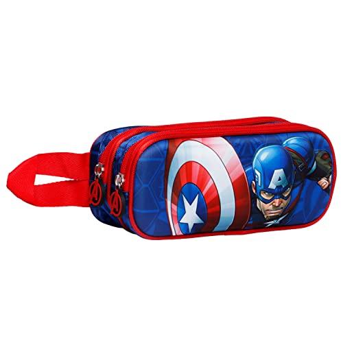 Captain America Patriot-3D Double Pencil Case, Multicolour